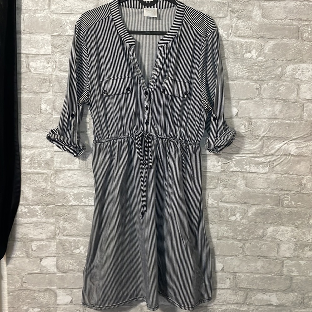 Stretchy Dress Navy blue & White